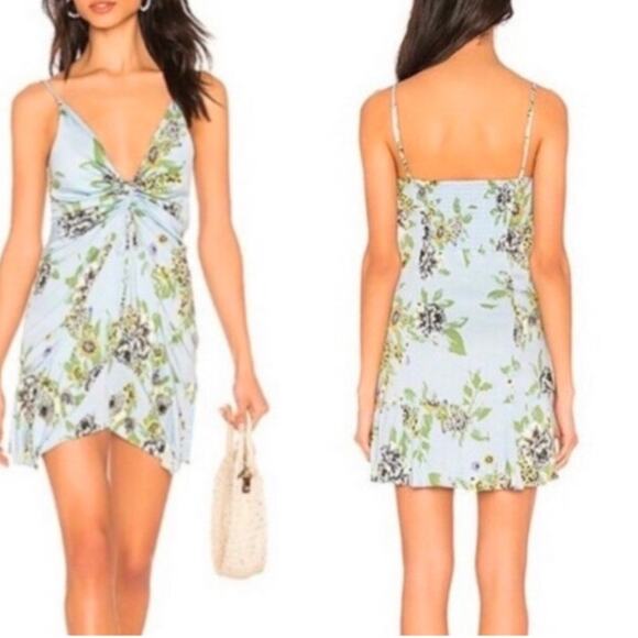 Free People Happy Heart Floral Mini Dress in Blue - Picture 1 of 5